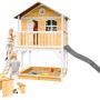 Axi Marc Spielhaus aus Holz mit Rutsche, Sandkasten und Picknicktisch für Kinder im Garten.