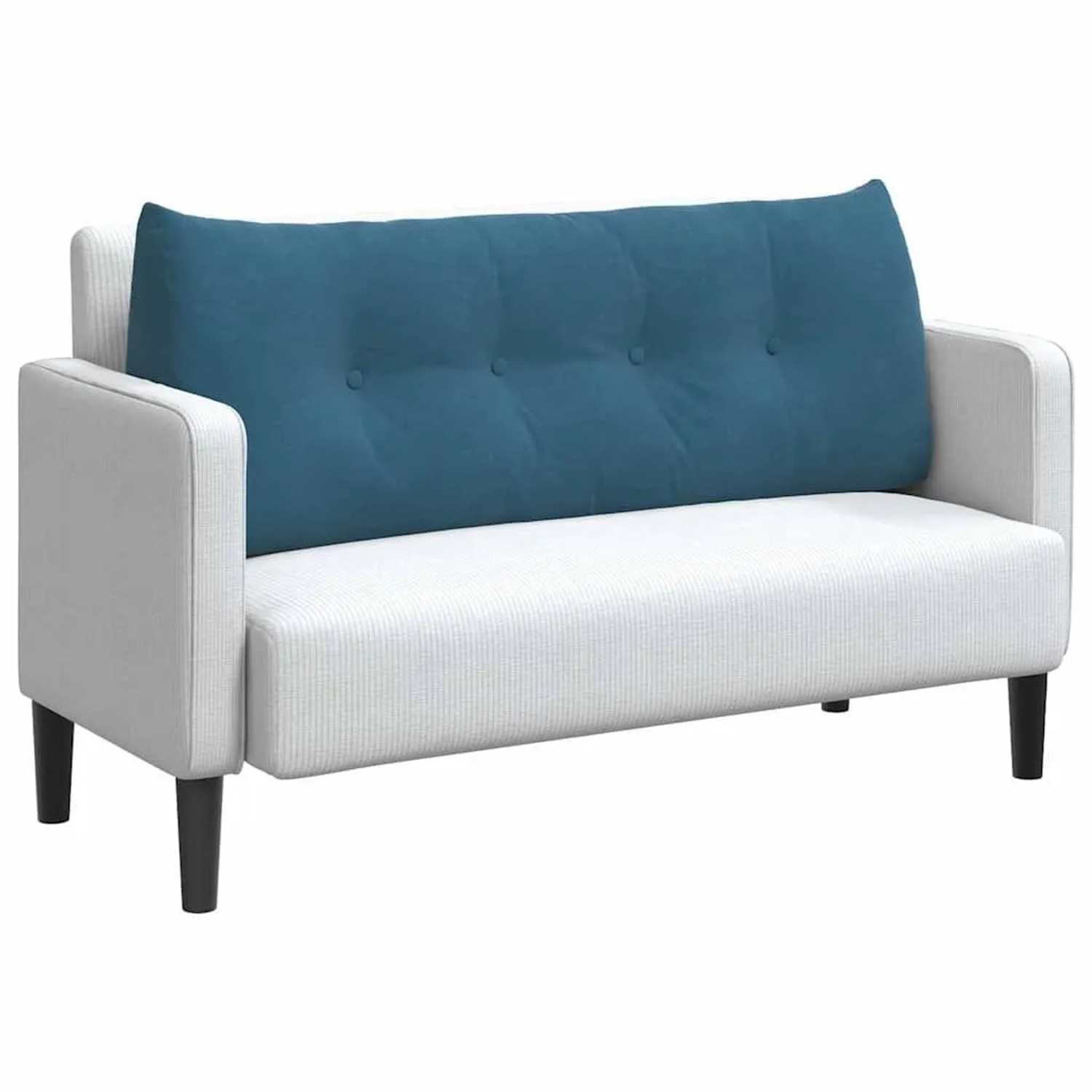 Blaues vidaXL Samt-Rückenkissen mit Knopfheftung auf weißem Sofa. Ideal für Kissen & Polster.