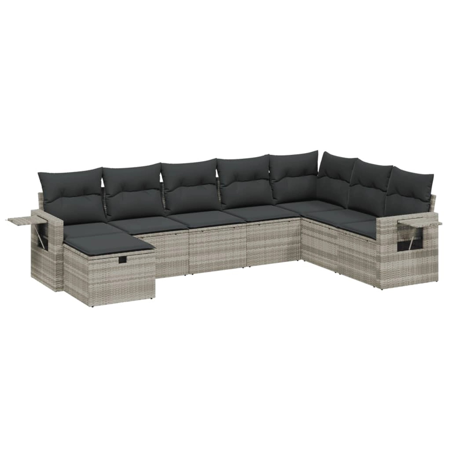 vidaXL 8-Tlg Garten-Sofagarnitur mit Kissen Hellgrau Poly Rattan 3263898 günstig online kaufen