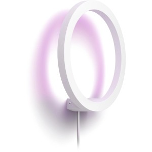 Weiße Philips Hue Sana Wandleuchte mit farbigem Lichteffekt. Smarte LED Lampe für indirekte Beleuchtung.