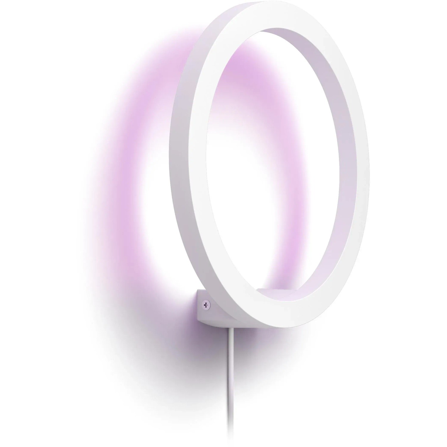 Weiße Philips Hue Sana Wandleuchte mit farbigem Lichteffekt. Smarte LED Lampe für indirekte Beleuchtung.