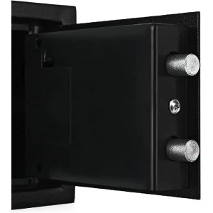 Detailaufnahme: Safemaxx Tresor mit elektronischem Schloss, anthrazit, Tür geöffnet.