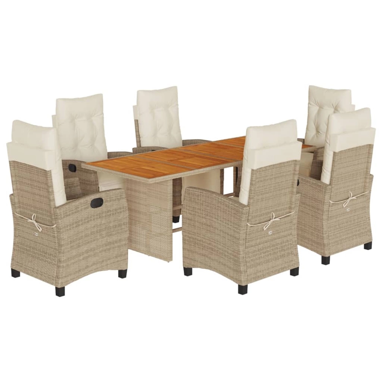 vidaXL 9-tlg Garten-Essgruppe mit Kissen Beige Poly Rattan Modell 19