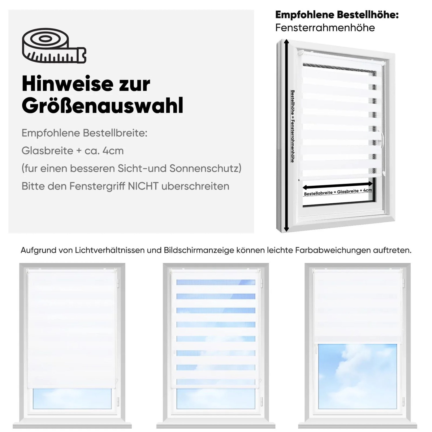 Sekey Doppelrollo Klemmfix, weiß, 70x120cm. Blickdichter Fenstervorhang mit Zebra-Design zur Lichtregulierung.
