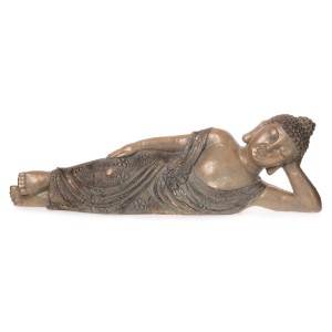 Liegender Buddha, 59 cm, Antik-Gold, Deko-Figur für Garten und Haus.
