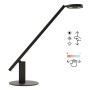 Schwarze Luctra LED Schreibtischlampe mit Gestensteuerung für Licht und Farbtemperatur.