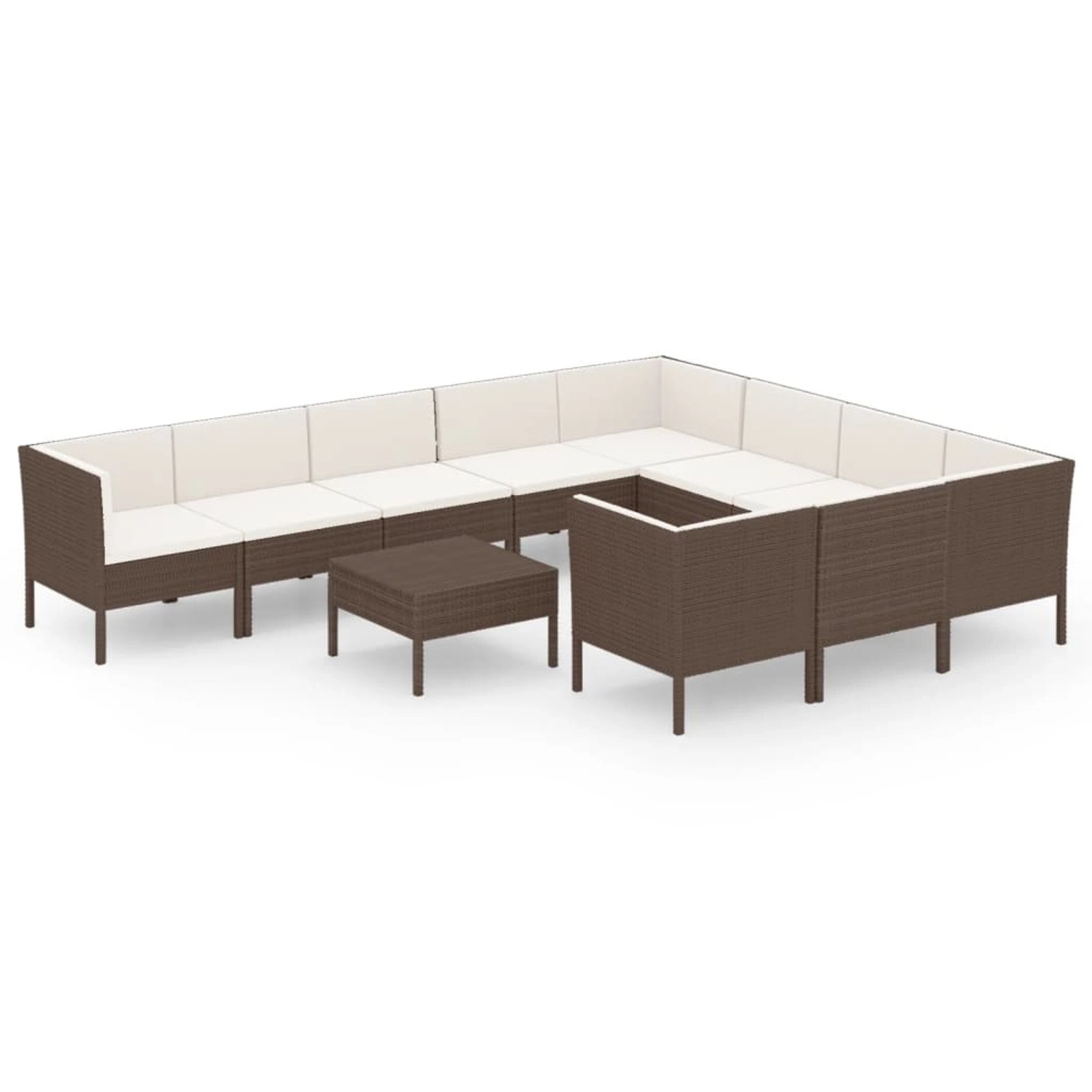 vidaXL 11-tlg Garten-Lounge-Set mit Auflagen Poly Rattan Braun Modell 6