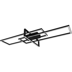 Moderne, dimmbare LED Deckenleuchte Salinas in Schwarz matt mit geometrischem Design.