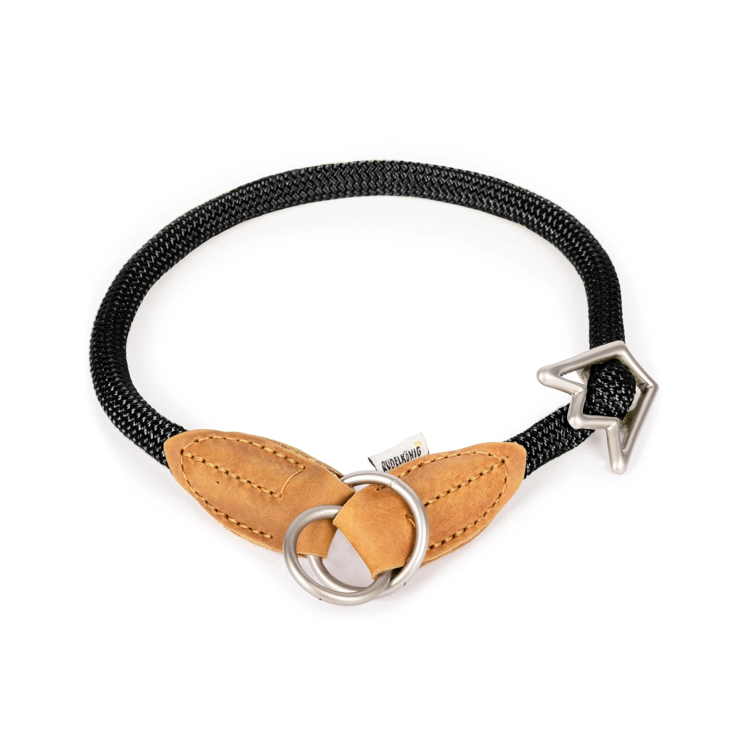 Rudelkönig Zugstopphalsband Hund Schwarz Nylon Verstellbar Größe 7