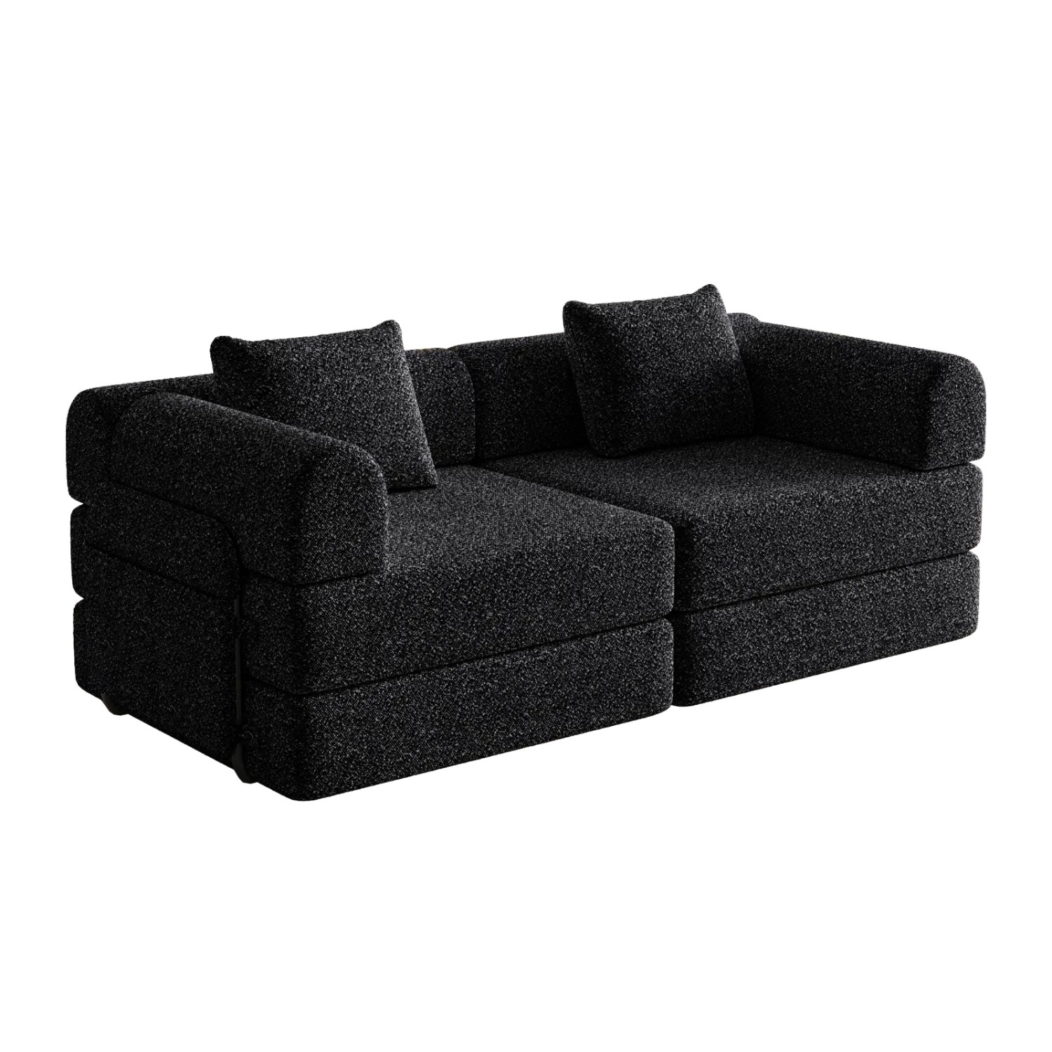 PXloue Schlafsofa 2 in 1 Sofa 2 Sitzer mit Bettfunktion Metallrahmen Armlehnen Stauraum Chenille Khaki