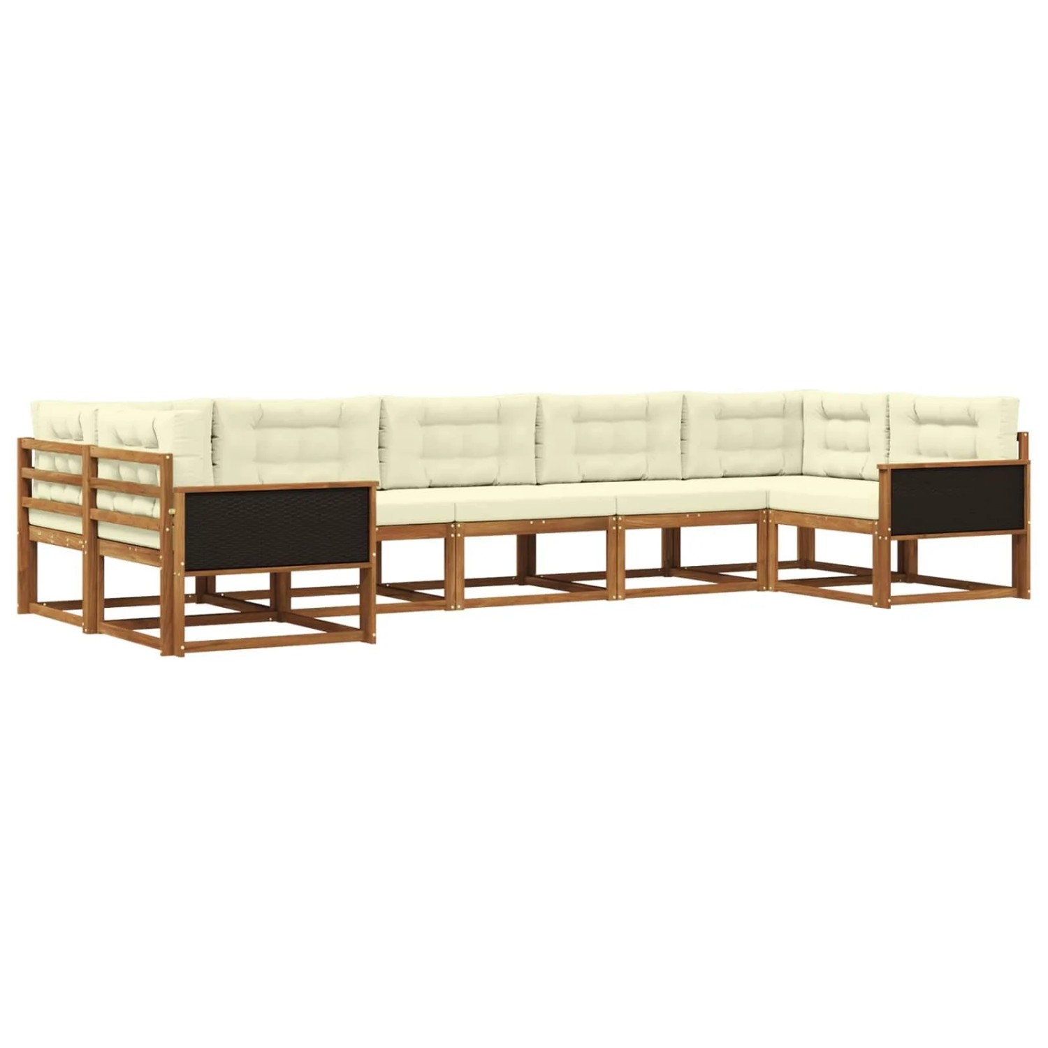 vidaXL Outdoor-Sofagarnitur mit Kissen 7 Stk Natur und Creme 3382853