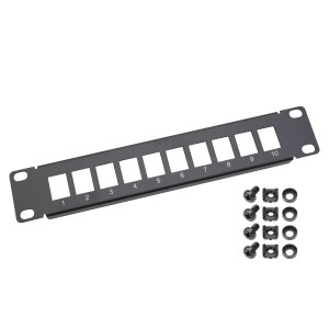 HMF 63345 UTP Keystone-Patchpanel für Serverschrank 10 Ports RJ45 10 Zoll 1 HE Schwarz