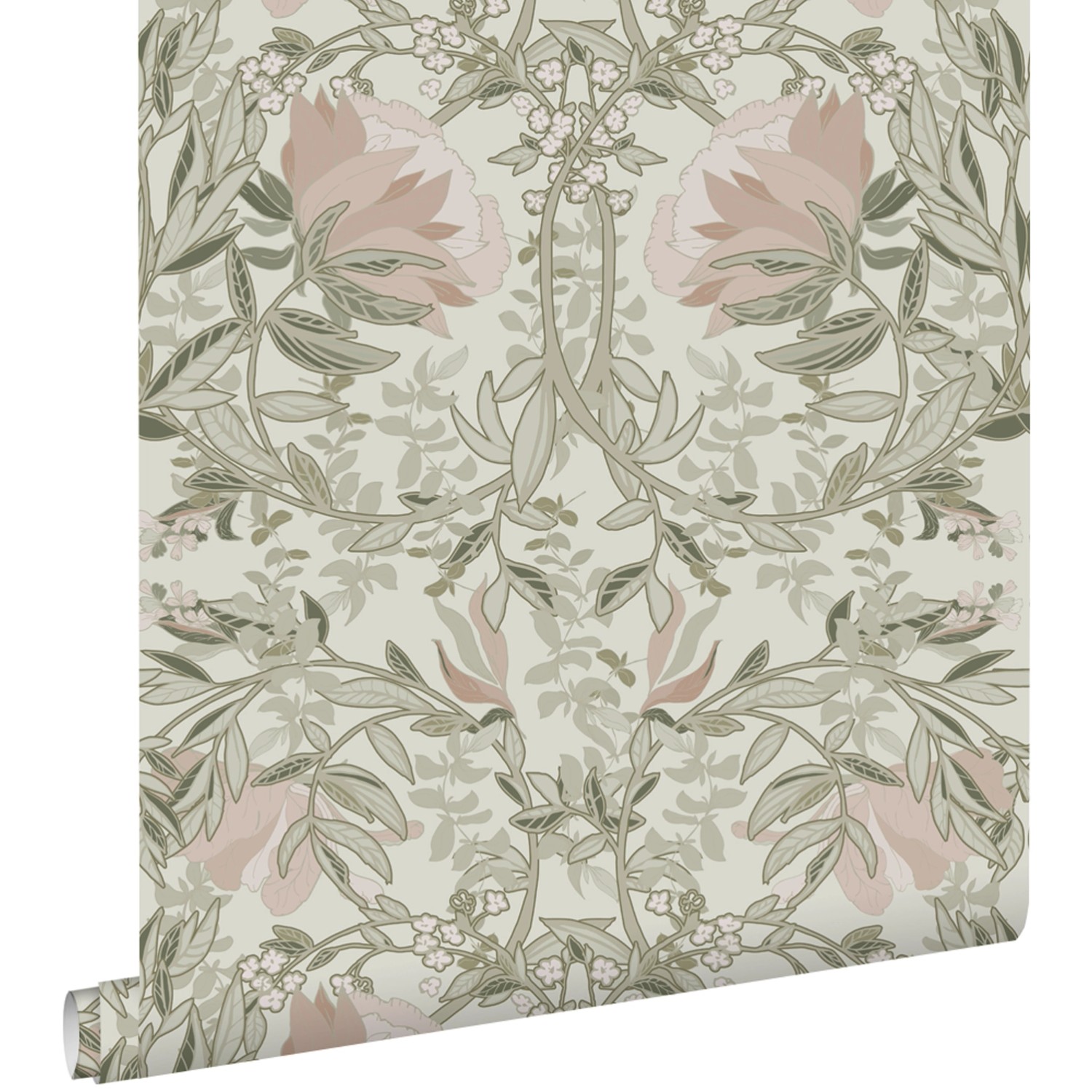 ESTAhome Tapete Blumenmuster im Jugendstil Sandbeige und Altrosa 53 cm x 10 günstig online kaufen