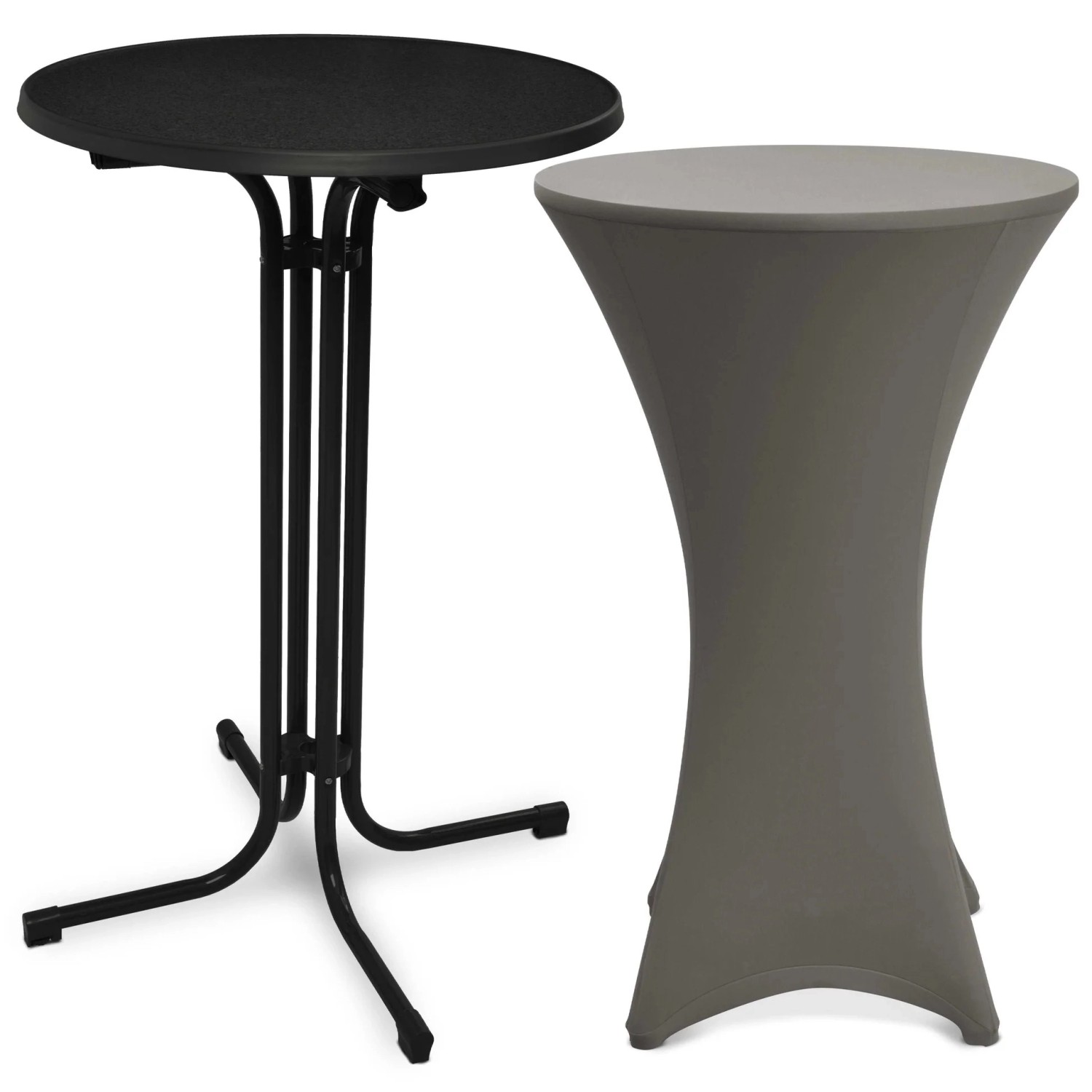 Beautissu Bellini Stehtisch Ø 60cm Schwarz mit Stella Stehtischhusse Ø 60cm günstig online kaufen