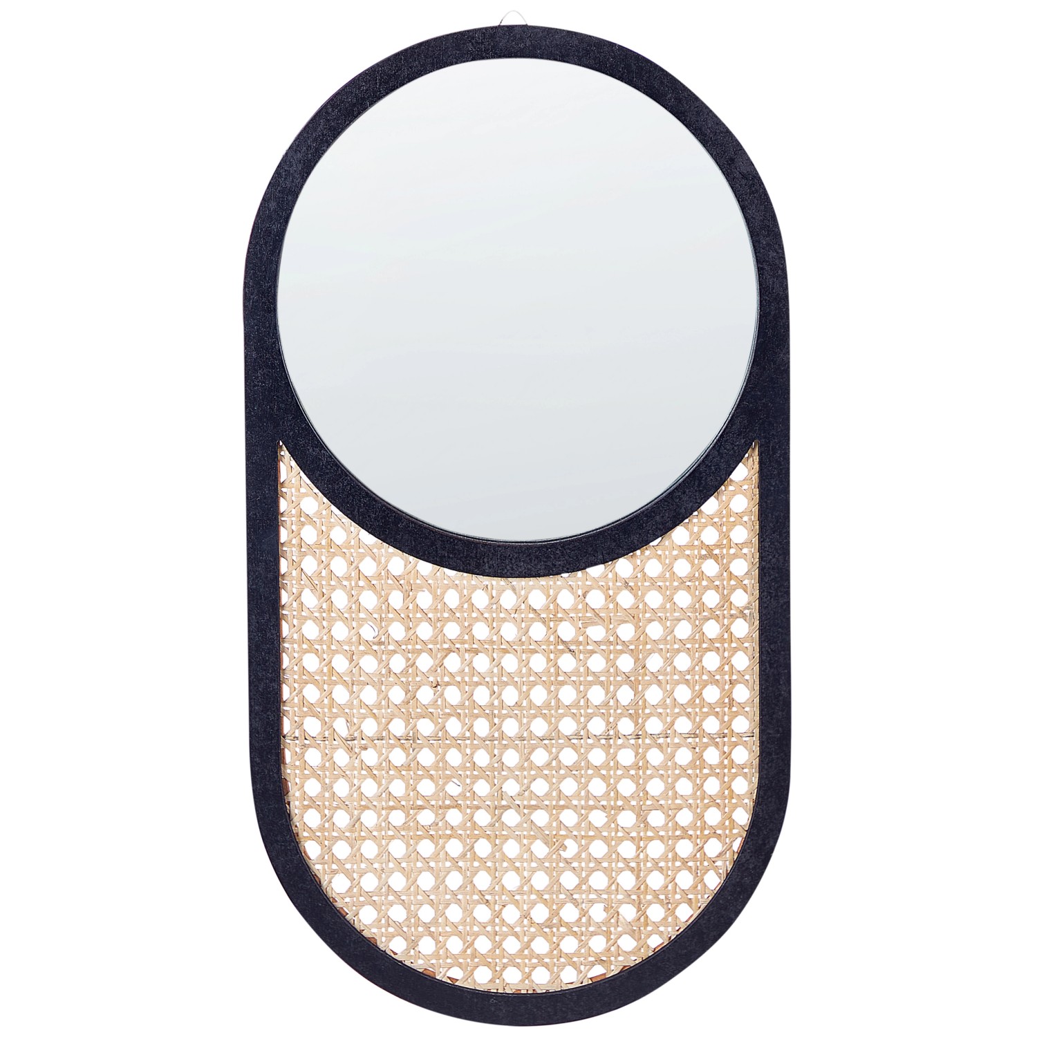 Beliani Wandspiegel BALEAL Naturfarben Beige Schwarz 2x30x56