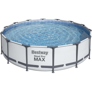 Bestway Stahlrahmen-Pool Set Steel Pro Max, Ø 427 cm, mit Wasser gefüllt.