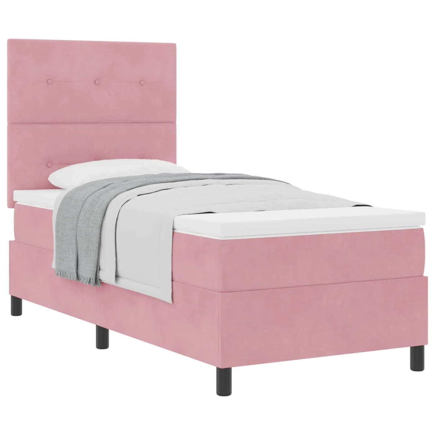 vidaXL Boxspringbett mit Matratze mit Kopfteil Rosa 90 x 190 cm Stoff 3339805