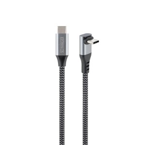 Schwaiger USB-C Kabel, 1,2m, mit geradem und horizontal gewinkeltem Stecker. Geflochtenes Design für Handy-Zubehör.