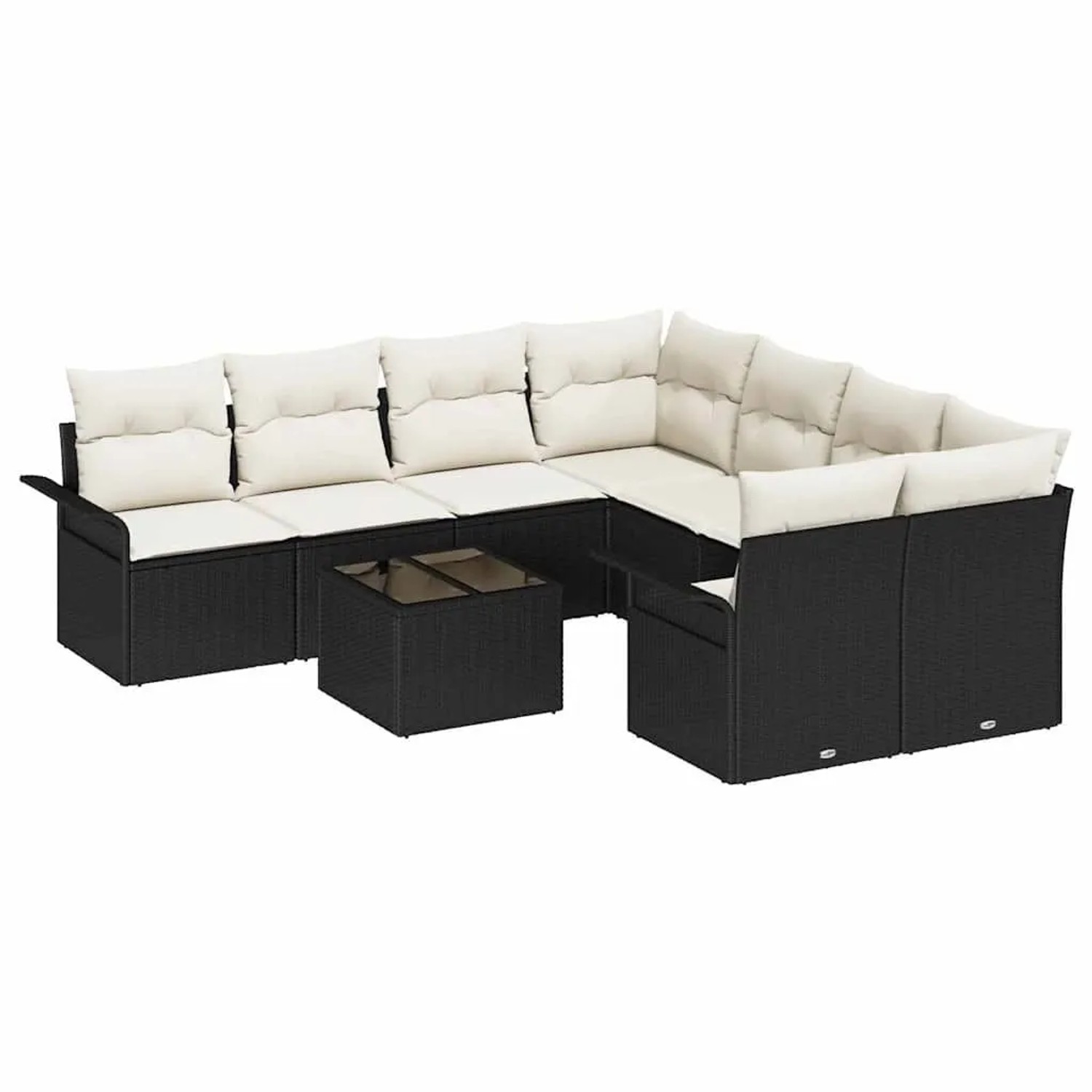 vidaXL Gartensofa-Set mit Kissen 9 Stk Schwarz und Creme Poly-Rattan 335396 günstig online kaufen