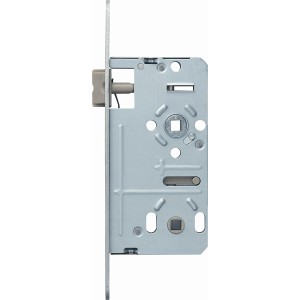 Abus Einsteckschloss für Badtüren Universal, silberfarbenes Metall, Seitenansicht.