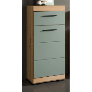 Inn.Furn Badezimmer Kommode in Grün und Eiche 37 x 88 cm Shawn