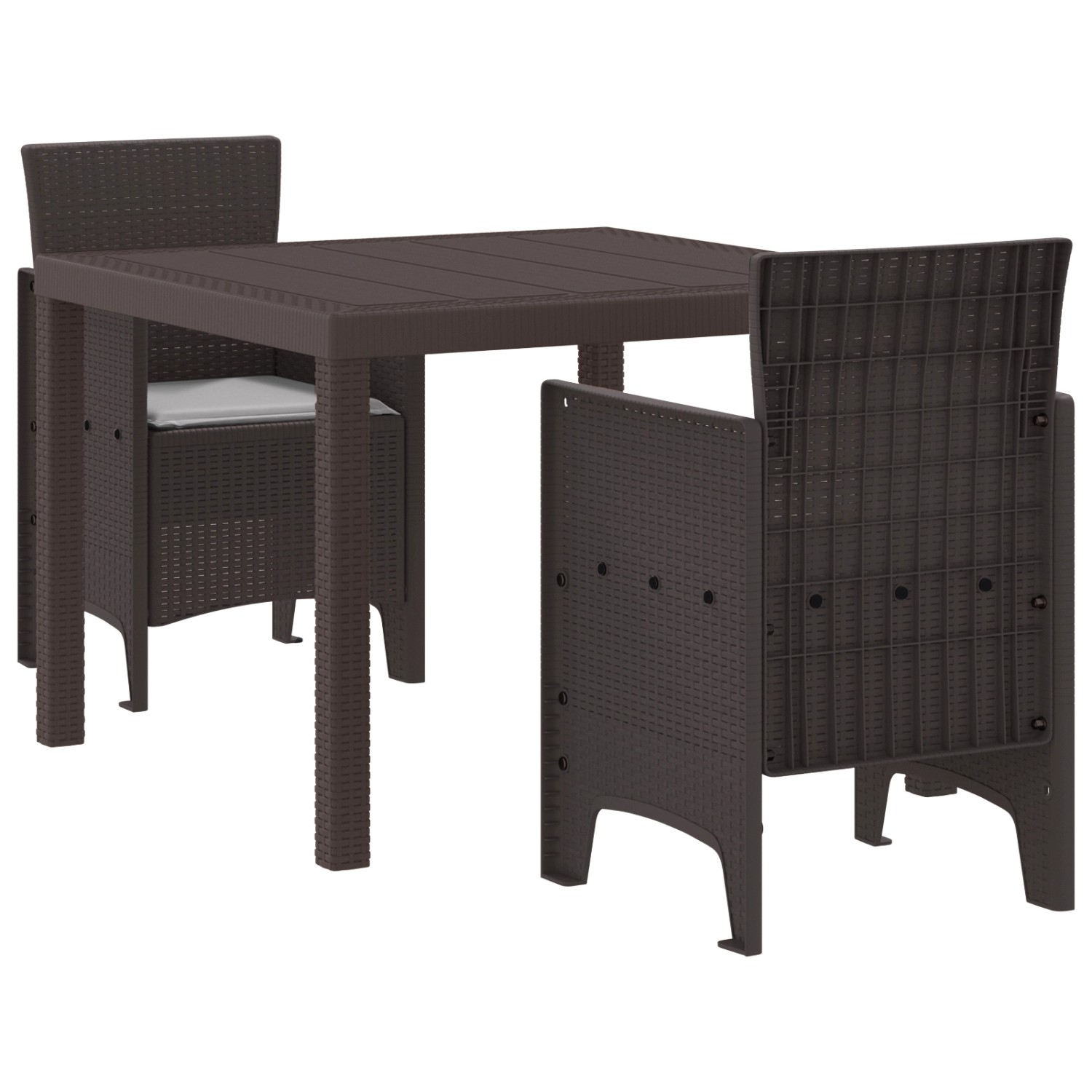 vidaXL 3-tlg Garten-Essgruppe mit Kissen Braun Poly Rattan 3378679 günstig online kaufen