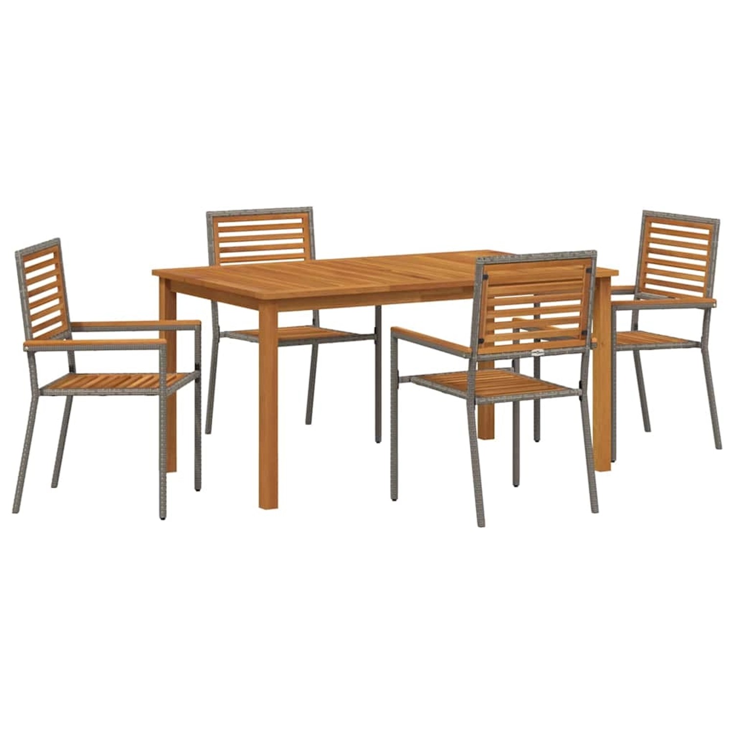 vidaXL Garten Essgruppe 5-Tlg Grau Poly Rattan 3365518 günstig online kaufen