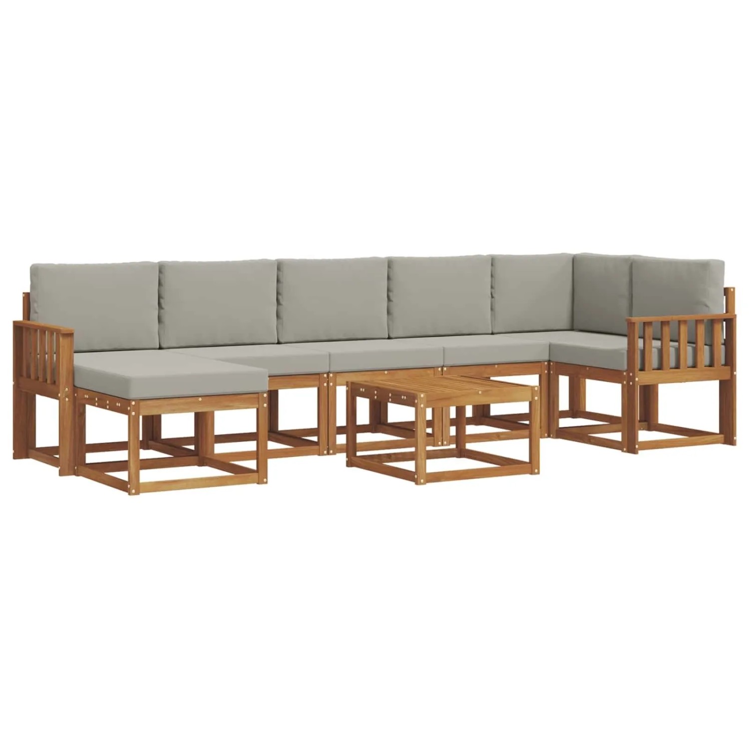 vidaXL Outdoor-Sofagarnitur mit Kissen 8-Tlg Natur und Hellgrau 3366739