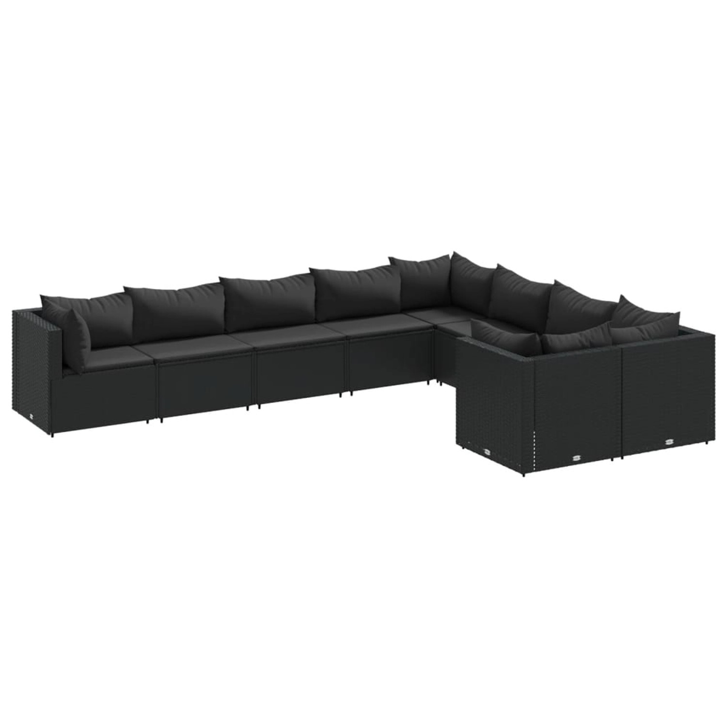 vidaXL 9-Tlg Garten-Sofagarnitur mit Kissen Schwarz Poly Rattan 3308315 günstig online kaufen