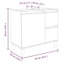 vidaXL Badmöbel-Set, 3-teilig, weiß, Holzwerkstoff, Modell 10: Waschbeckenunterschrank mit Maßen.