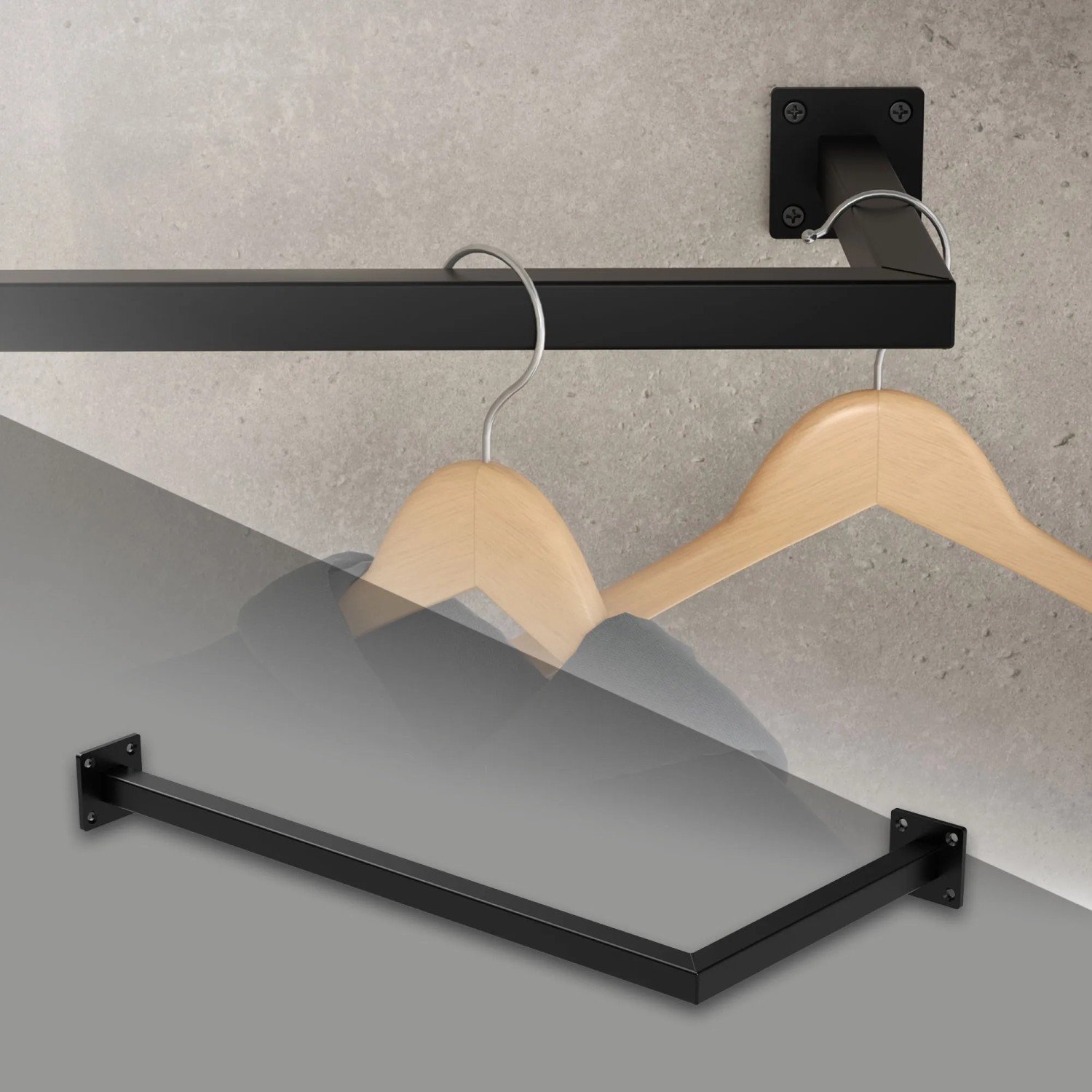 ML-Design Wandgarderobe L-Form 30 x 60 cm Schwarz Stahl kaufen bei OBI