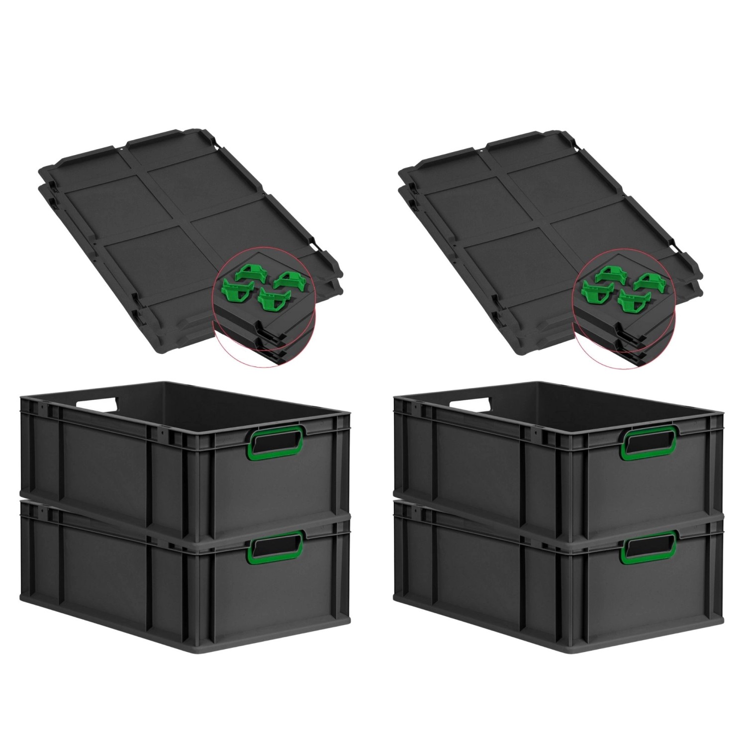 PROREGAL SuperSparSet 4x Eurobox Nextgen Color Mit Auflagedeckel HxBxT 22x4 günstig online kaufen