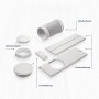 Zubehör für De'Longhi Klimagerät: Abluftschlauch, Fenster-Kit, Adapter und Fernbedienung.