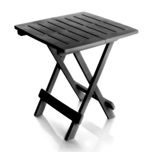 Kompakter, wetterfester Klapptisch in Anthrazit aus Kunststoff, 45x43x50cm, für Camping und Balkon.