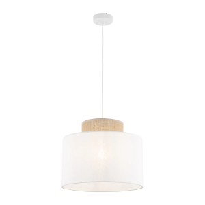 Licht-Erlebnisse Pendelleuchte Weiß Natur Ø 38 cm Stoff Jute E27