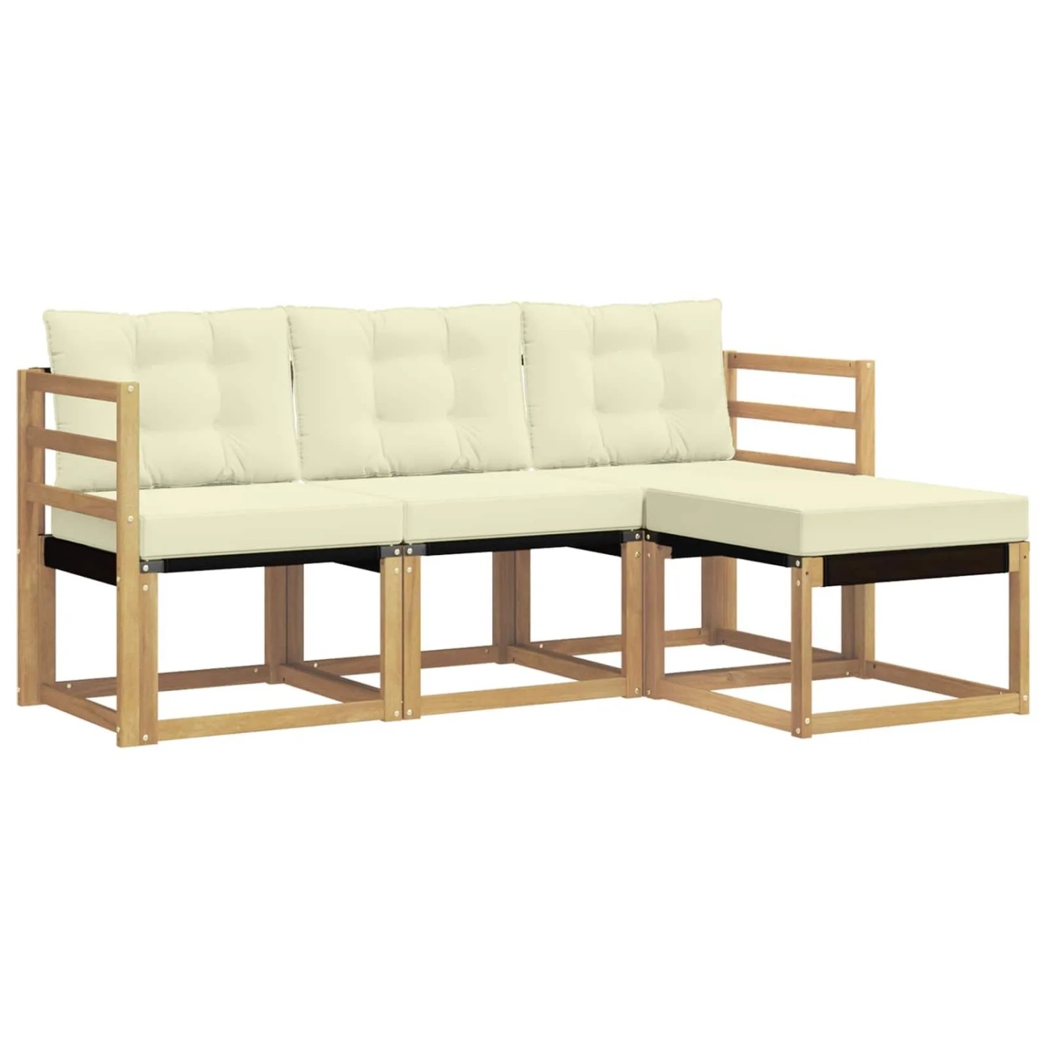 vidaXL Outdoor-Sofagarnitur mit Kissen 4-Tlg Weiß und Creme 3389344