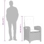 vidaXL Bistro-Set, 3-teilig, hellgrau, Polyrattan, mit Maßangaben zu Höhe von Stuhl und Person.