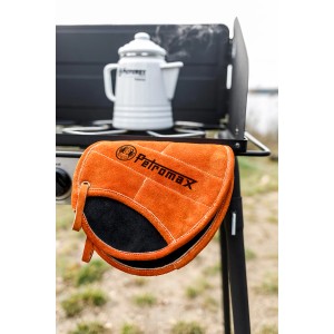 Petromax Topflappen Aramid, orange-schwarz, Paar. Grillutensil für sicheren Halt am Grill.