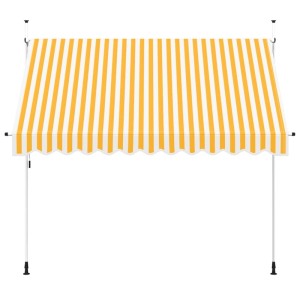 Orange-weiß gestreifte vidaXL Einziehmarkise (300 cm) mit Stahlrahmen. Handbetrieben für Terrasse, Balkon, Garten.