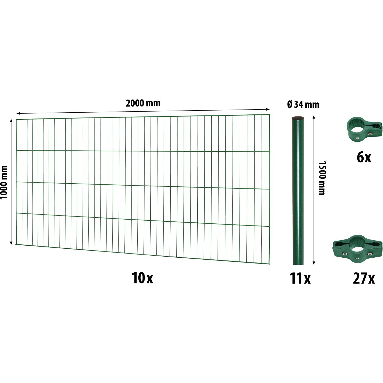 Floraworld Einstabmatten-Zaunset Classic Grün 100 cm x 2000 cm günstig online kaufen