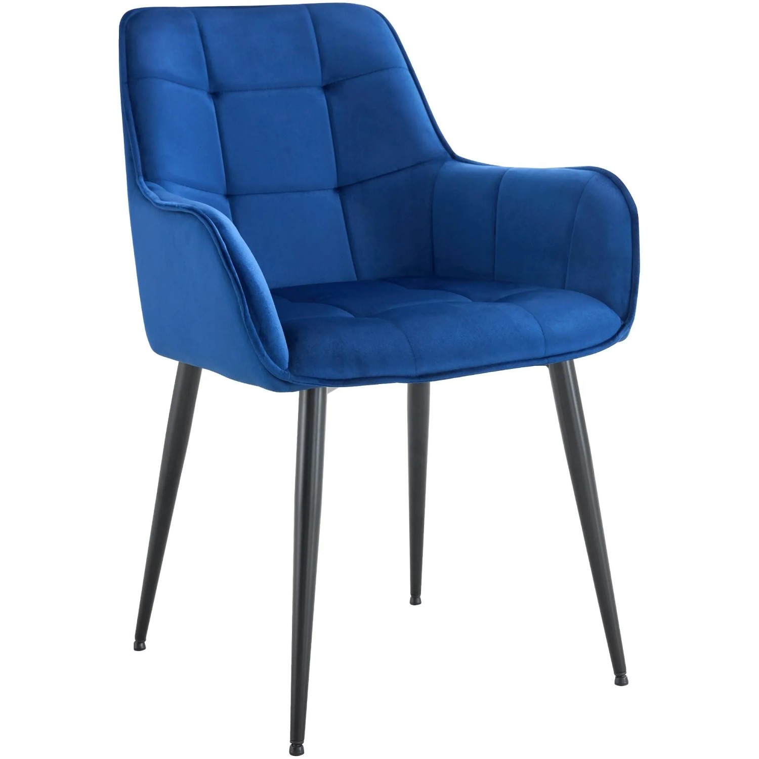 DELUKE Esszimmerstuhl BOKEL Samt Dunkelblau 58x62x86cm Essstühle Esszimmerstühle Küchenstühle Wohnzimmerstühle