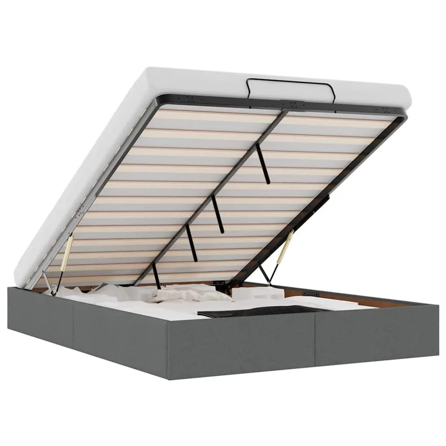 vidaXL Ottoman-Bett ohne Matratze Dunkelgrau 140x200 cm Stoff 3310883