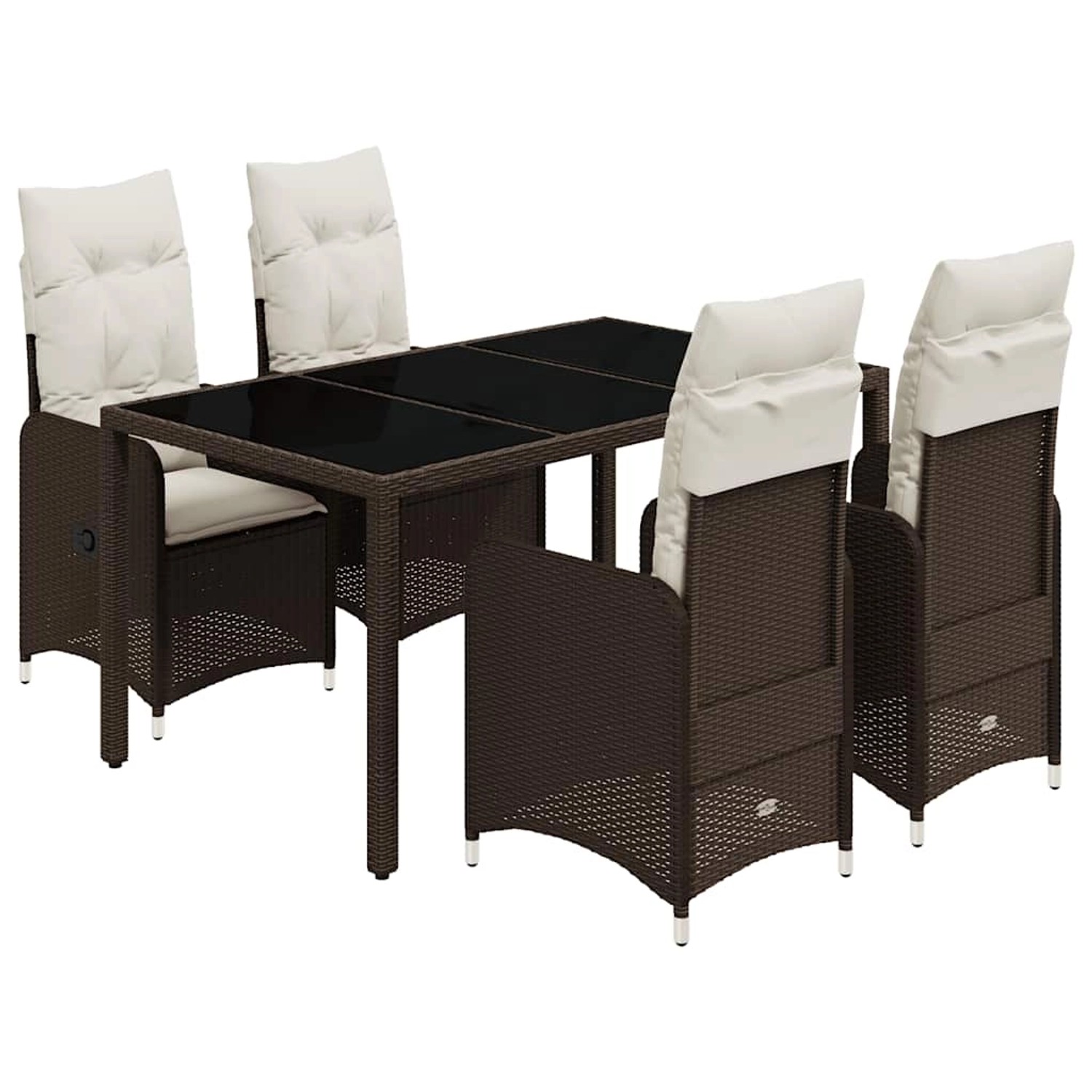 vidaXL 5-Tlg Garten-Bistro-Set mit Kissen Braun Poly Rattan 3277066