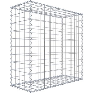 Leere Gabiona Gabione, 100x100x40 cm, Maschenweite 10x10 cm, aus verzinktem Drahtgitter.