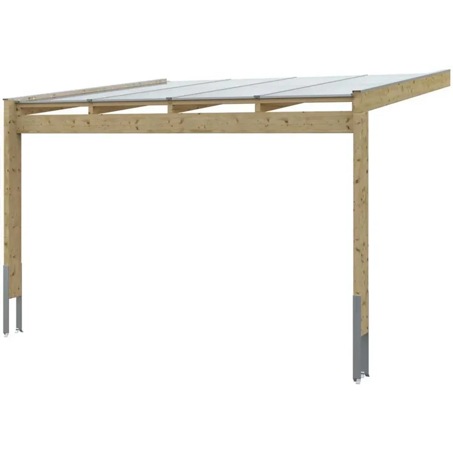 Skan Holz Terrassenüberdachung Novara, 450x359 cm, schiefergrau, mit klarer Doppelstegplatte.