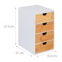 Relaxdays Schubladenbox Bambus MDF Weiß Natur Mit 4 Schubladen 27,5 cm x 16,5 cm x 21 cm 2,3 kg_4