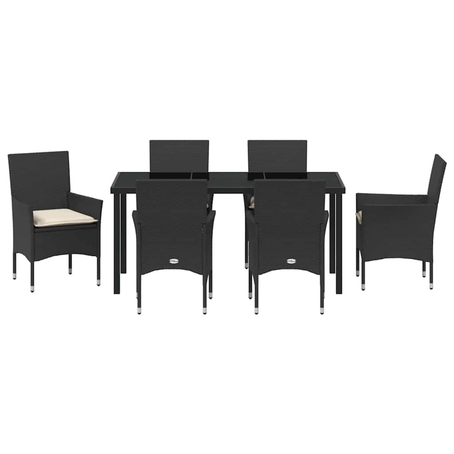 vidaXL Garten Essgruppe mit Kissen 7-Tlg Schwarz Poly Rattan 3379769 günstig online kaufen