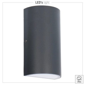 Moderne, schwarze LED`s light Außenwandleuchte, halbrunde Form, 2-flammig.