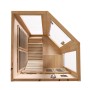 Artsauna Infrarotkabine Aalborg aus Hemlockholz mit Dual Technologie, Innenansicht mit Sitzbank und Liege.