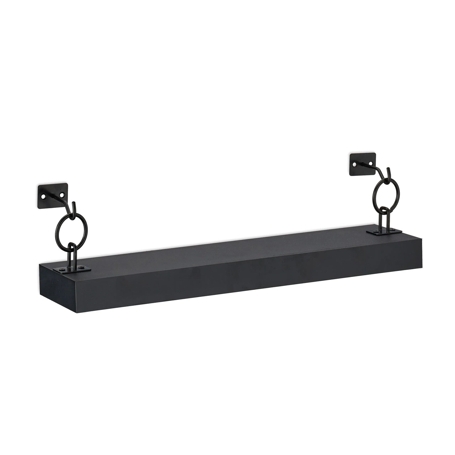Relaxdays Wandregal 2er Set MDF Eisen Schwarz Belastbar 6 kg 13 cm x 48 cm x 12 cm 820 g